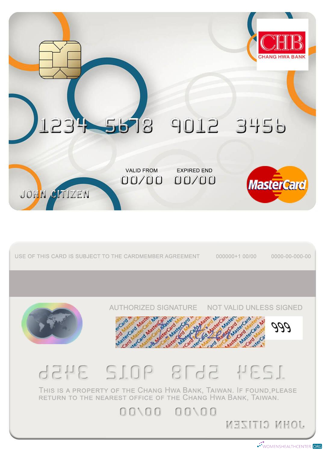 Download Taiwan Chang Hwa Bank mastercard Photoshop template